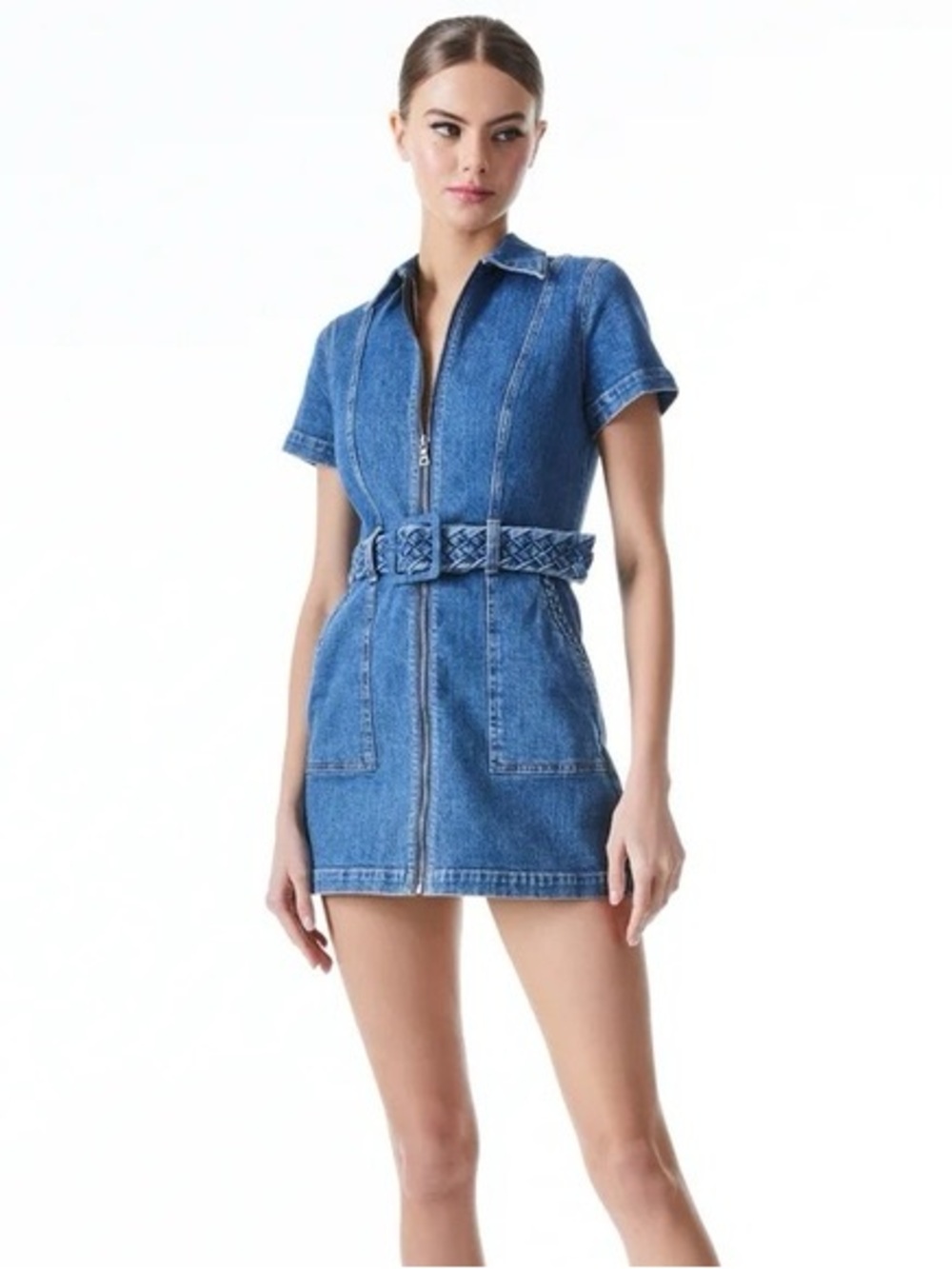 Alice + Olivia Jeans Gorgeous Zip-Up Denim Dress